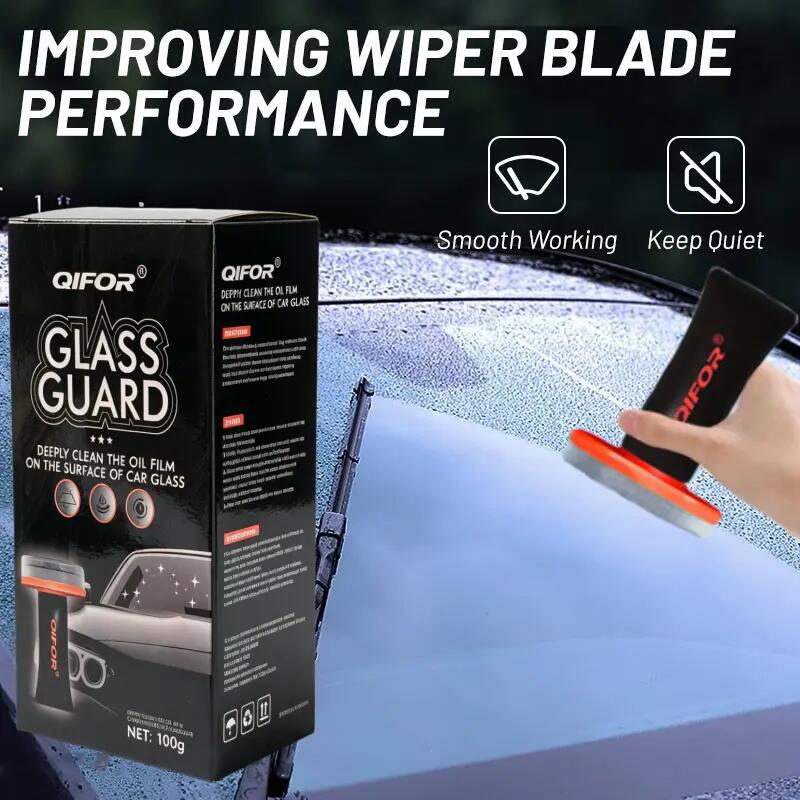 Brush head against car glass with the100g product packaging